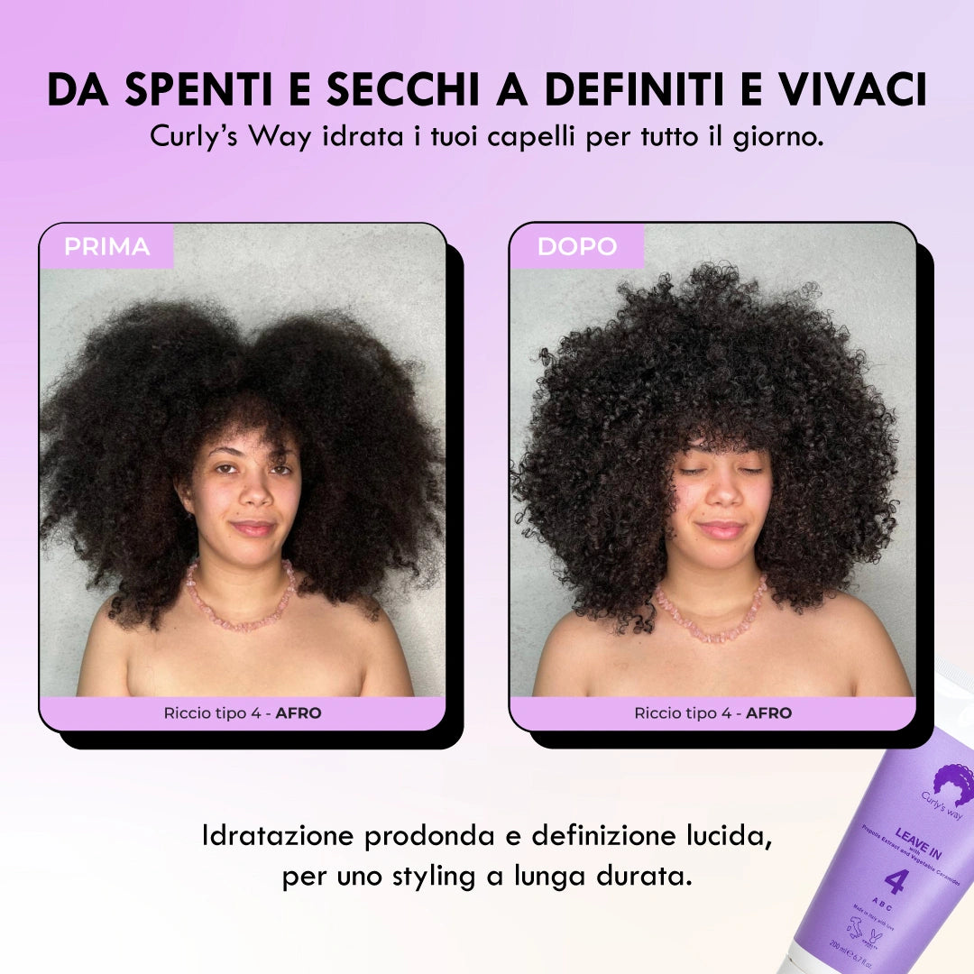 KIT Essenziale Capelli Afro(Linea 4) + Nebulizzatore e Spazzola Districante 🍇